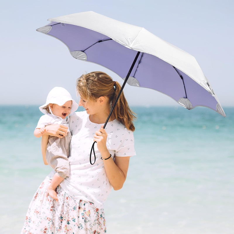 G4Free Round-Corner Sun Travel Umbrella, UPF 50+ UV Protection 46