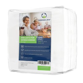 Sensalou Disposable Adult Bib with Pocket for Crumbs - Pack of 100