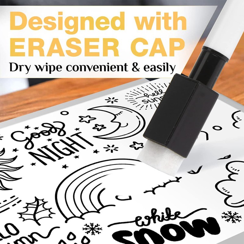 SULOLI Whiteboard Pens,20PCS Black Small Dry Wipe Whiteboard Marker Pens