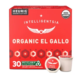 Intelligentsia Coffee, Light Roast K-Cup Coffee Pods for Keurig Brewers - Organic El Gallo 30 Count with Flavor Notes of Milk Chocolate, Honey and Cola (3 Boxes of 10 K-Cup Pods)