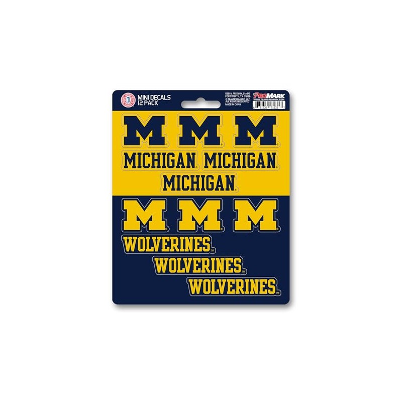 Fanmats 61175: Michigan Wolverines 12 Count Mini Decal Sticker Pack