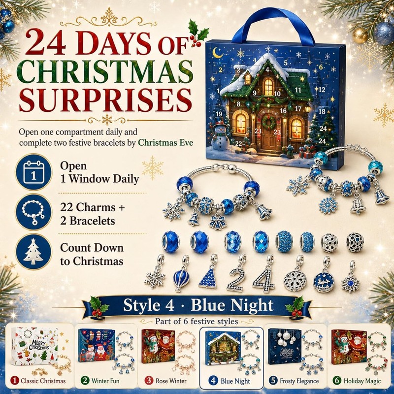 Christmas Advent Calendar Bracelets 2026, DIY Charm Kit for Girls