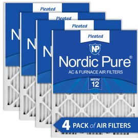 Nordic Pure 20x20x1 (19 1/2 x 19 1/2 x 3/4) Pleated MERV 12 Air Filters 4 Pack