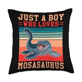 Marine Biologist Costume for Kids Mosasaurus Gift Marine Biology Toy Just a Boy who Loves Mosasaurus Throw Pillow, 18x18, Multicolor