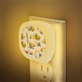HUSITI Cartoon Car Night Light, Construction Machines Tractor Dusk to Dawn Round Lamp Auto Sensor for Bathroom Hallway Living Room