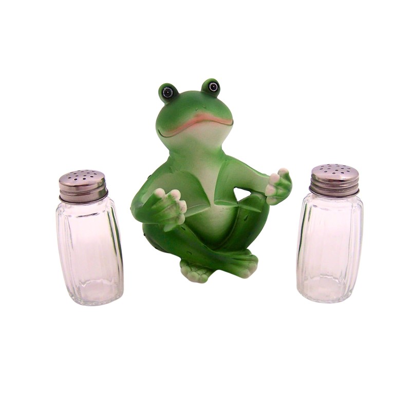 Sitting Frog Salt & Pepper Shaker Holder, Unique Kitchen Decor,