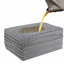 QuZCarious Oil Absorbent Pads - High Absorbency Microfiber Polypropylene Absorbing Pads, Oil Spill Mat for Oil-Based & Water-Based Fluids, Gray, 13" x 10", Pack of 50