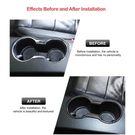 JeCar for Mustang Carbon Fiber Interior Cup Holder Cover Trim for Ford Mustang 2015-2023 Interior Accessories
