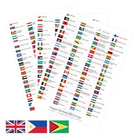 LANA KK Sticker Flags of the World – 3 x DIN A4 Sheets with 200 Different Country Flags in 14 x 9 mm Each Sticker for World Map Travel Diary