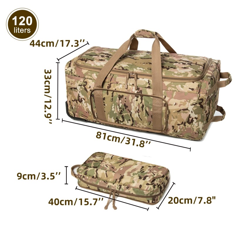 Tactical Deployment Duffle Bag Large Capacity Travel Gear Bag Camo
