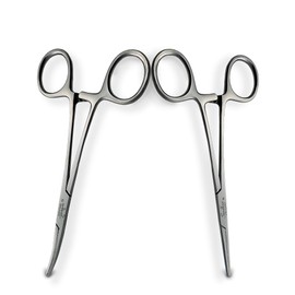 Sandbros 2X Hemostats Forceps, Dog Ear Hair Remover for Fish Unhooking and Jewellery Making.14cm Serrated Tip Tweezers for Dogs Ears, alligator forceps (Straight+Curved)