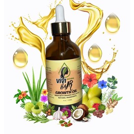 Vivi Natural Hair Growth Oil, 4 oz, 120ML Made with Organic Oils & Natural Ingredients. Also great for Dermatitis, psoriasis, eczema and Hair bumps.