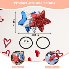 4th of July Star Hair Clips for Women Girls Patriotic Hairpins Red White and Blue Hair Accessoies Clip for Girls 2PCS Patriotic Barrettes Pins Independence Day Gifts Glittery Snap Hair Clips