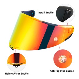 MXJ Gear Pista GP RR Visor Replacement - Pista Helmet Visor Motorcycle Helmet Shield for Pista GPR/CORSA-R/Pista GPRR/Race 3 (Chrome Red)