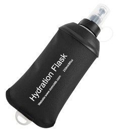 AXEN 250ML Soft Flask, TPU Foldable Running Hydration Flask, Soft Collapsible Water Bottle for Hydration Pack Cycling Marathon Running Hiking, Black