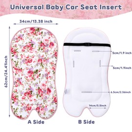 Universal Stroller & Car Seat Pad - 3-Point & 5-Point Harness Compatible, Breathable Baby Carrier Cushion for Strollers, Infant Seats, Carrycot, High Chair - Newborn to Toddler (Flower)