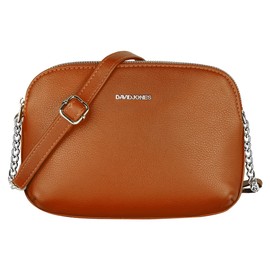 David Jones - Damen Mittelgroße Umhängetasche Viele Fächer - Frau Kleine Schultertasche Zip Reißverschluss PU Leder - Multi Taschen Handtasche - Messenger Crossbody Bag Handy Praktisch Cognac Braun