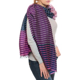 ufash Pashmina Wool Scarf – Elegant and Especially Soft from Punjab, India – 180 x 70 cm – Various Designs, Purple