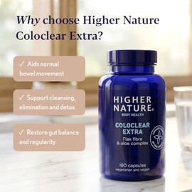 Higher Nature ColoClear Extra - Flax Fibre & Aloe Complex - 180 Capsules