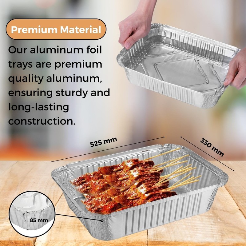 HOMESHOPA Rectangular Roasting Tray, 2 Pack Disposable Aluminium Foil Trays,