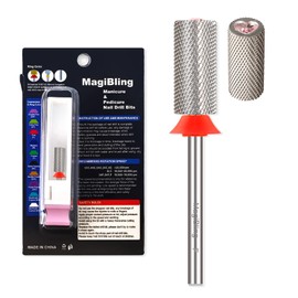 MagiBling Large Barrel Tungsten Carbide Nail Drill Bits, Heart Shape Crystal Top, 3/32'' Safety Cross Cut Bit, Left Right Hand Use, Manicure Cuticle Gel Polishing, Remove Gel fast, Fine.