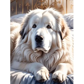 MOER SKY Great Pyrenees Adult Diamond Art Painting Kit, DIY 5D Dog Diamond Painting, Gemstone Art Painting Kits Watercolor Animal DIY Adult Crafts for Home Decoration 30x40cm