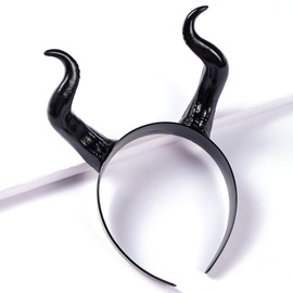 Roffiy Devil Horns Headband for Women & Men, Black, one size for most