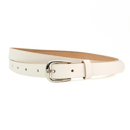 Ab-BELT & BAG HRS-03 Women's Leather Belt, Jeans Leather Belt, 2 cm, White