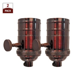 Royal Designs, Inc. On/Off Vintage Turn Knob Lamp Socket for Incandescent LED Bulbs, Oil Rubbed Bronze, Set of 2