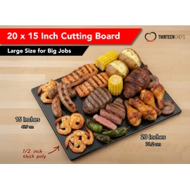 Commercial Grade Black Cutting Board - 20 x 15 Inch Extra Large, 0.5" Thick HDPP Plastic with NSF Stamp for Restaurants Kitchens and Food Service