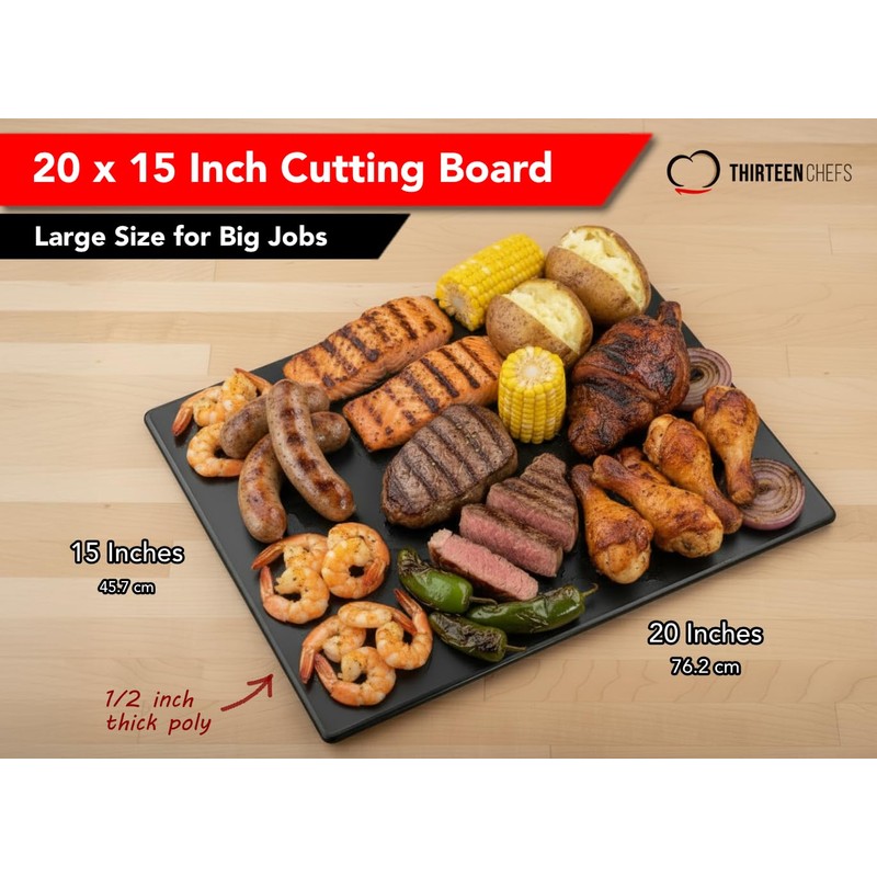 Commercial Grade Black Cutting Board - 20 x 15 Inch