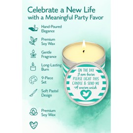 Majestic Zen Baby Shower Candle Favors Gift Set |9-Pack Neutral Scented Soy Wax Candles with Fresh Ocean Sunrise |Long Lasting 40 Hour Burn |Unique Gender Reveal Party Favors & Baby Shower Decorations