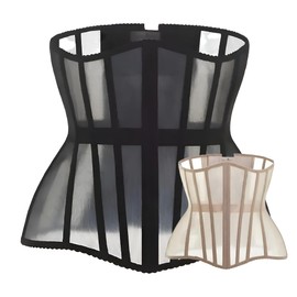 Mesh Corset Waist Trainer for Women - Underbust Corset Lace Up - Waist Cincher Shapewear - Body Shaper (Black, Small)