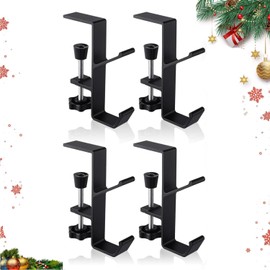 Guojanfon Christmas Stockings Holder Hanger,Metal Hooks for Hanging Christmas Stockings,Stocking Holders for Mantle for Christmas Decorations (4 Black, 4)