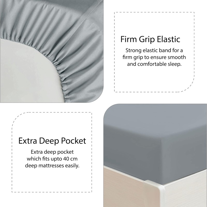 Ev Dekor Single Fitted Sheet Soft 100% Microfiber 40cm extra