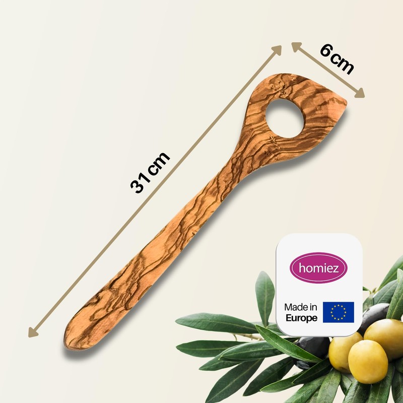 Hansi Risotto Spoon Point with Hole Olive Wood