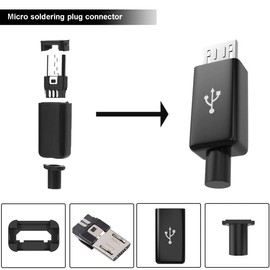 Youmile Micro USB Female Micro USB Plug Kit USB Plug Set Type B Micro USB Type B Male with Plastic Case Black for DIY Enthusiasts Pack of 12