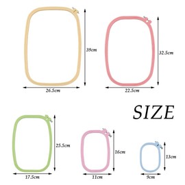 QLOUNI 5Pack Rectangular Embroidery Hoops Set, Cross Stitch Hoops 5 Inch 6 Inch 10 Inch 12 Inch 15 Inch ABS Plastic Candy Color Embroidery Hoop for DIY Embroidery Craft