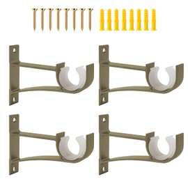 4 Pack Heavy Duty Curtain Rod Bracket Single Curtain Rod Holders for 0.8 to 1 Inch Drapery Rod Sturdy Curtain Rod Hooks for Living Room Bedroom Bathroom Bronze