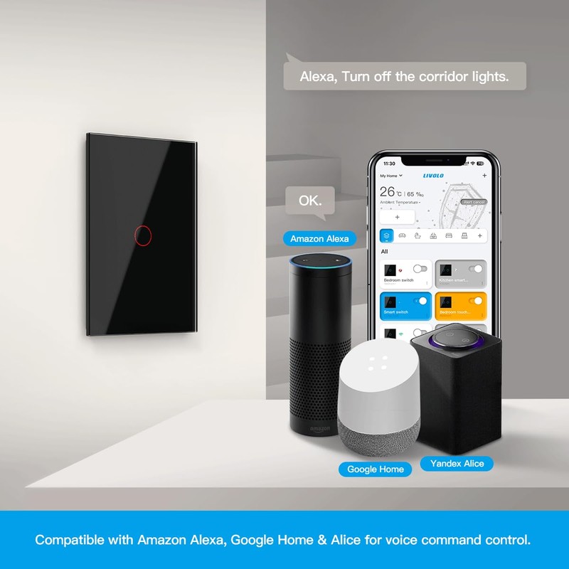 LIVOLO WiFi Touch Wall Switch for Smart Home, Compatible with
