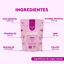 Vitatú Myo Inositol + D-Chiro 40:1 con Folato, Vitamina D3 y Zinc – Suplemento Mujer | Vegano, Sin Gluten, 450 g (90 Días)