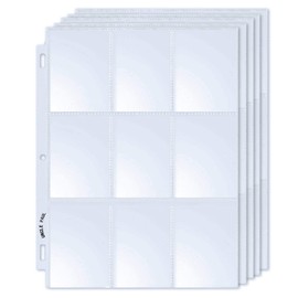 Trading Card Sleeve Pages 9 Pocket Pages Protectors 3 Holes for Trading Cards/Sport Cards/Game Cards Fit 3 Ring Binder 30 Sheets OS0230