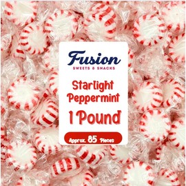 Starlight Peppermint Hard Candy - Bulk 1 Pound (Approx 85 Count) - Individually Wrapped Peppermints - Valentine's Day Candy - Refreshing Peppermint Candies