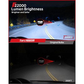 Torchbeam D3S D3R LED Bulbs, 28000 Lumens 8000K Ice Blue 600% Brightness, Xenon HID Replacement 66340 42403 42302 (42403C1) Lights, Plug and Play Fog Light Bulbs, Pack of 2