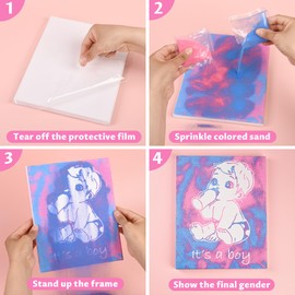 Gender Reveal Art Painting Kit; Boy or Girl Gender Reveal Party Ideas Gift Colorful Sand Painting; Keeps Forever (Boy Painting)
