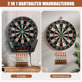 Enjoyard 2-in-1 Wooden Dart Holder and Wall Dart Holder, Decoration Dart Holder, Display Rack for Darts Holder, Dart Holder for Home, Playroom (Walnut Colour, 15 x 3.7 x 5.8 cm)