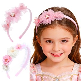 Campsis Flower Headband Floral Girls Hair Band Princess Birthday Hair Accessories(2 Pack)