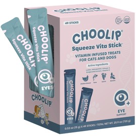 Choolip Grab & Go Squeeze Vita Stick Lickable Treats for Dogs & Cats. 49 Eye Health Sticks with Essential multivitamins. Soft and Tasty Paste for All Life Stages, Supporting Eyes Health
