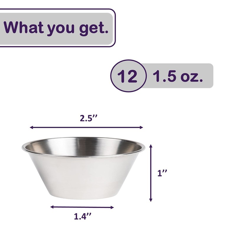 Nechtik Small Sauce Cups, Stainless Steel Ramekin Dipping Sauce Cup,