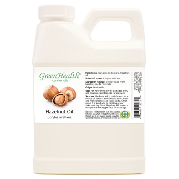 GreenHealth Hazelnut Oil – 16 fl oz (473 ml) – 100% Pure Cold Pressed